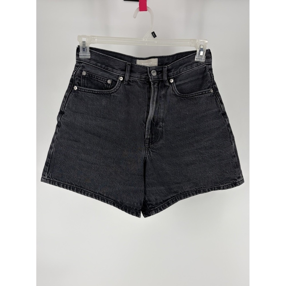Everlane Shorts Womens 4 Black A Line High Rise Organic Cotton Denim Casual